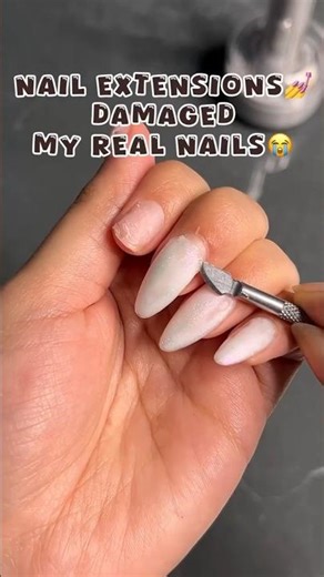 biggest mistake 😭😱 How to remove permanent nail extensions at home #shorts #nailextension #mistakes