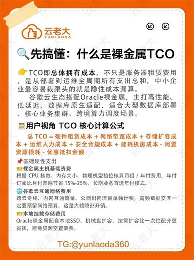 💰谷歌云Oracle裸金属TCO怎么算更划算？#谷歌云 #裸金属 #tco #oracle #企业算力成本
