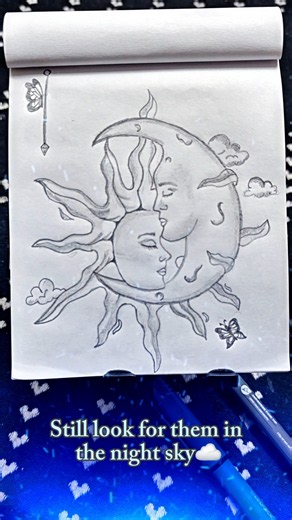 🌙☀️ Moon & Sun Love Story ❤️ | Aesthetic Pencil Sketch #Shorts