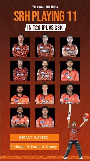 SRH Playing 11 vs CSK IPL 2026 💥 Sunrisers Hyderabad Team & Squad #srh #ipl2026