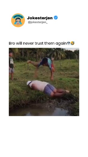 Humor | Memes | Funny | Culture on Instagram: "When your trust falls, but so does your dignity 🤣💦 @jokesterjen_ 🤣 Trust fall gone wrong? More like trust fail 🤣💀 This poor guy thought his friends had his back—literally—but instead, they let him perform an unplanned backflip straight into the mud! 🌊😂 The betrayal is real, and so is the mess. While he’s questioning his life choices, his 'friends' are probably rolling on the ground laughing. Lesson learned: Never trust your squad near a puddl
