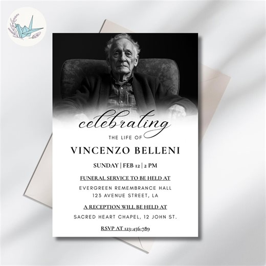 Funeral Invitation & Memorial Service Announcement | Celebration of Life Editable Template | in Loving Memory Digital Download - Etsy