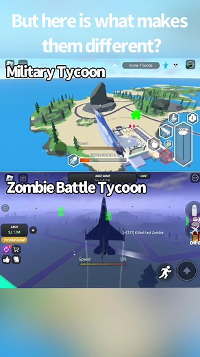 Military Tycoon vs Zombie Battle Tycoon F16 Comparison
