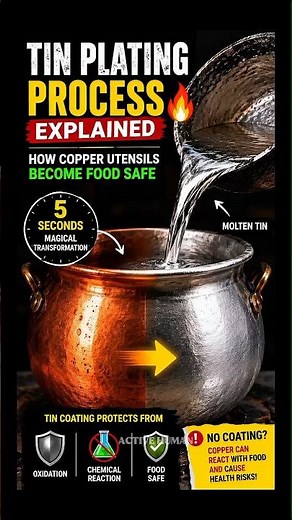 Tin Plating Process Explained 🔥 How Copper Utensils Become Food Safe #bakingsteel #copperplating