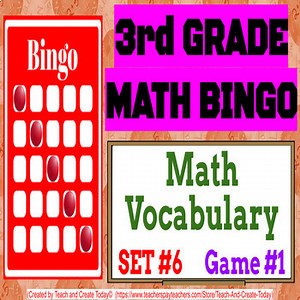 3rd Grade Math Vocabulary Game Activity Bingo SET 6 Digital Resource