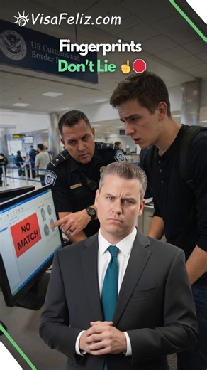 Fingerprints Don't Lie ☝️🛑 Traveling with a fake ID or your cousin's visa? 😱 You might know the questions, but you can't fake the fingerprint! The moment you scan your hand, the game is over. Biometrics don't lie. 📵 🆘 Contact us to know how to continue with your immigration process. Link in bio. #VisaFeliz #TravelHack #Fail #CBP #FYP