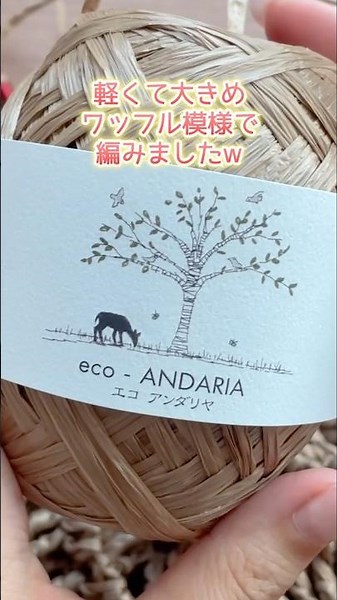 軽くて大きめ、ワッフル模様で編んだバッグ。かぎ針編み