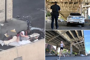 Exclusive | Homeless couple filmed having sex in parking lot under NYC’s FDR Drive: ‘A new low for the city’