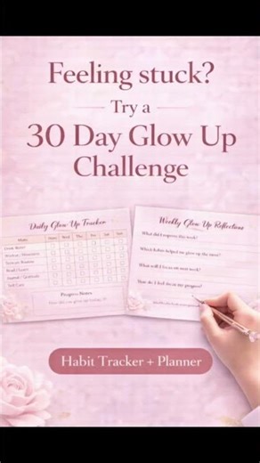 30 Day Glow Up Challenge Planner | Build Better Habits & Transform Your Life
