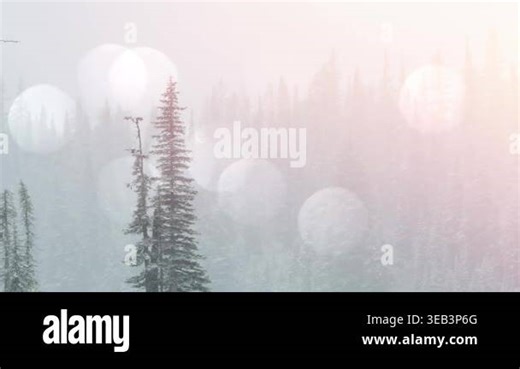 Animation of happy christmas text and light spots over winter landscape. Christmas tradition and celebration concept digitally generated video.