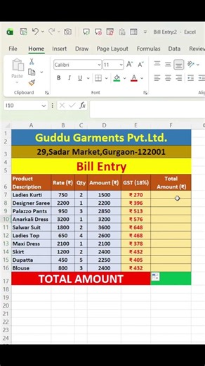 #LearnExcel, #ExcelTricks, #Spreadsheet#GSTCalculation, #TaxCalculation, #AccountingTips