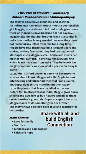 The Price of Flowers Summary in English | Class 11 / Plus One | Easy Explanation #shortsfeed