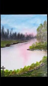 You can paint this landscape in 2 minutes (I'll show you) #oilpainting #tutorial #satisfying