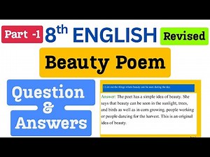 Class 8 English: Beauty Poem - Q&A, Notes, Full Detailed Answers | 8th Standard English Guide
