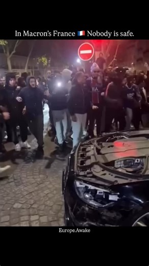 The Europe Awakening Movement 🇪🇺 on Instagram: "A black Mercedes with its windows smashed in the streets of Macron’s France. ⌛️ Welcome to the “new normal” where luxury, safety, and private property are open targets. Years of riots, car burnings, and street chaos have turned Paris from a symbol of elegance into a warning sign about failed security and soft-on-crime ideology. Under Macron, assaults and car crime have surged, and vandalism of high‑end cars has become a recurring image of a count