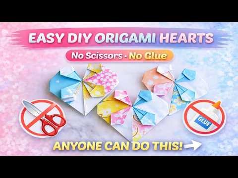 DIY Origami Hearts ❤️ | No Scissors, No Glue | Easy Paper Craft