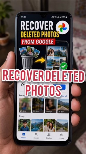 How to Recover Deleted Photos from Google 🔥📱#Shorts #tech #howto #GooglePhotos #recoverphotos #photo