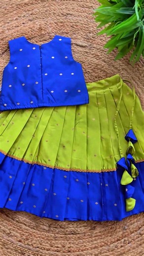 Royal Blue Green Silk Lehenga Choli for Baby Girl – Stanwells Kids