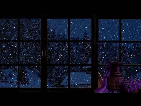 Snowing Outside Window | 3 hour cold winter snowstorm ambiance through window for Sleep, Study -ASMR