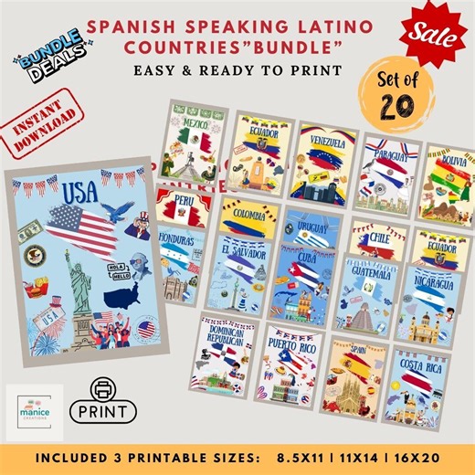 Spanish Latino Countries Posters: Classroom Decor, Culture Prints (instant Download) - Etsy