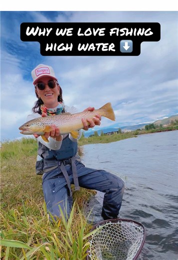 High water trout fishing can look intimidating, even impossible, but it’s actually one of our favorite times to be on the river. While a lot of anglers stay home waiting for the water to drop, we see it as an opportunity. Blaire and I love getting out during runoff because the river changes the game and forces you to fish a little differently. For us there are a few big reasons: 1. Less people on the river, which means more water to yourself. 2. You can fish bigger flies and heavier tippet, whic