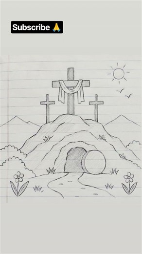 Easter Cross Drawing ✝️ | Simple Pencil Art | #DrawingShorts #YouTubeShorts #ArtShorts