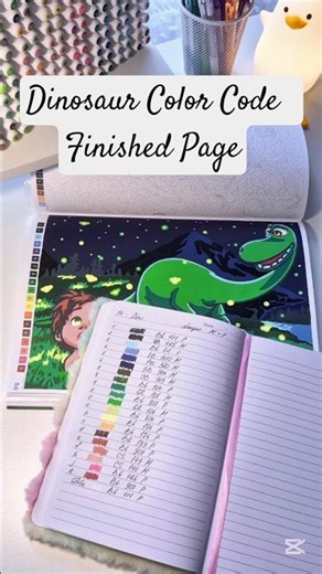 Dinosaur Color Code 🦕✨ Finished Page. 100% LANGUO #shorts #coloring #adultcoloring