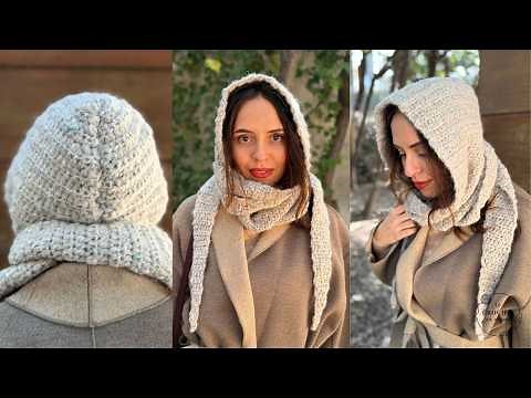 Maria Crochet Hooded Scarf | Easy Crochet Pattern with Punto Yarn 🧶 | Free Video Tutorial + PDF
