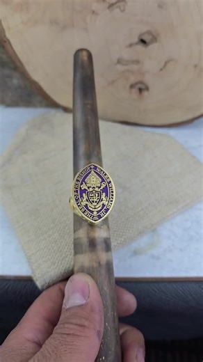 Gold Bishop Ring With Episcopal Crest / Purple Enamel Bishop Seal Ring / Religious Clergy Gift / Gold Plated Church Jewelry - Etsy