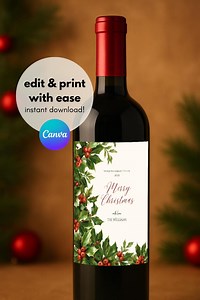 Holiday Custom Wine Label Template, Personalized Christmas Gift, Editable Label - Etsy Australia