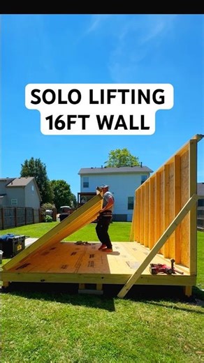 HOW I LIFT A 10X16 SHED WALL ALONE | ShedToday #shedbuild #10x16shed #shorts #construction