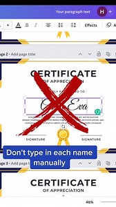 94K views · 1.5K reactions | Here is an easy Canva hack for when only one element is different across the same design ✨ The example shown is for certificates, but it can be used for many other purposes! credits: capitalregiondep #canva #canvatips #canvatutorial #marketing #design #socialmediamarketing #canvahack #canvahacks #canvahacksforyou #canvahackswelove #lifehacks #digitalmarketing #socialmediatips #marketingdigital | Neo Social Media Management Services | Facebook