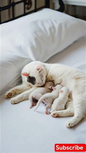 Beautiful Cat Mom Nursing Her Kittens, #cat #catvideos #viral #shorts #video