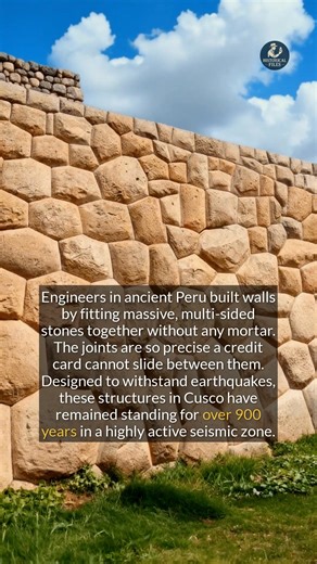 Ancient Peruvian engineers built mortarless stone walls designed to survive earthquakes. #ancienthistory #archaeology #historyfacts | Historical Files