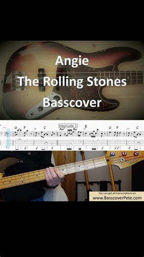 The Rolling Stones - Angie. Bass Cover Tabs Score Chords #basscover #basscoverwithtabs
