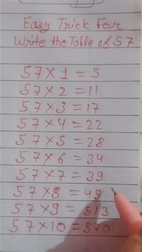 Best And Easy Trick For Write the Table Of 57