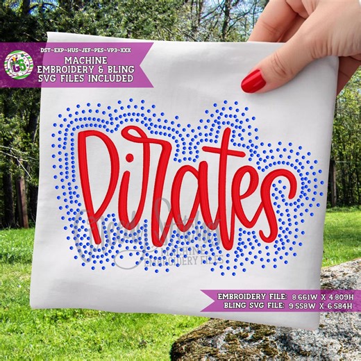 Pirates Script Rhinestone Machine Embroidery Pes | Rhinestone Embroidery Dst | Pirates Pes | Rhinestone & Embroidery Dst| Pirates Bling Svg - Etsy