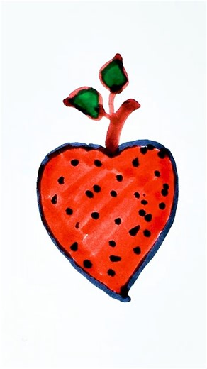 Turn a Heart into a Cute Strawberry 🍓 | Easy Drawing Trick