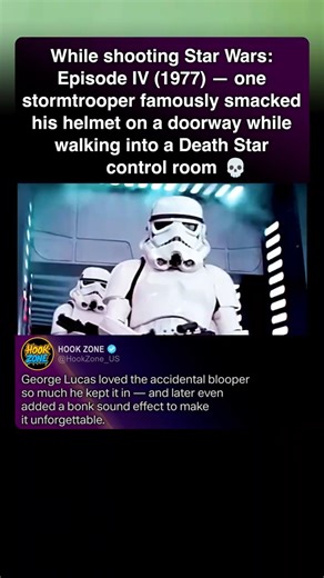 During the filming of Star Wars: Episode IV (1977), one of the stormtroopers accidentally hit his