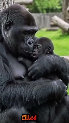 Baby Gorilla Stops Crying After Mom's Warm Hug 🥹