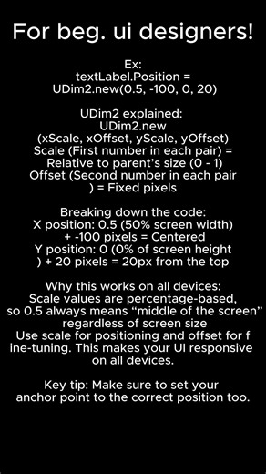 How to Correctly Position UI in Roblox Studio! #roblox #robloxstudio