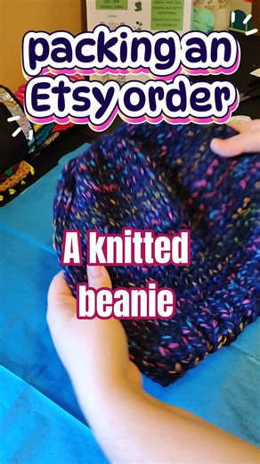 packing a knitted beanie Etsy order! #handmade
