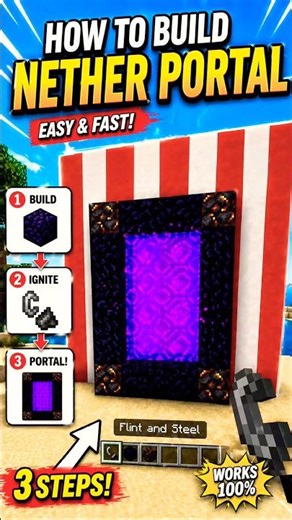 How to build a nether portal in minecraft 🤫🤔