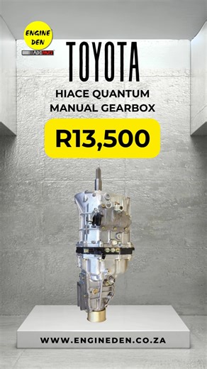 Toyota Hiace Quantum Manual Gearbox (New) – R13,500 Upgrade with confidence — this brand-new Toyota Hiace Quantum manual gearbox delivers smooth shifting, durability, and factory-fit precision. Ideal for rebuilds or replacements that demand lasting reliability and performance. 📩 Enquiries & orders: https://linktr.ee/engineden (Offers valid while stocks last. E&OE. T&Cs apply.) Engine Den – Over 30 years of trusted motor excellence. #Toyota #Quantum #GearboxDeals #ManualGearbox #EngineDen | Engi