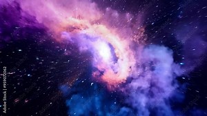 Moving nebulas space travel hyperlapse floating through galaxy stars planet universe cosmic travel outer space timelapse journey exploration nebula infinity colorful motion futuristic sci-fi explore