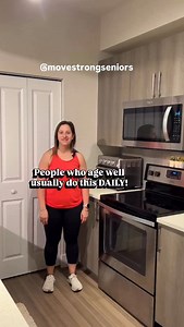 People who age well usually do this daily 👀 Standing in a staggered or tandem stance with a gentle arm swing might look simple, but it’s powerful. Here’s why it matters 👇🏼 • Challenges your balance and stability • Improves your body’s base of support • Trains your brain body to stay steady during everyday movements • Builds confidence so you feel more secure on your feet The secret isn’t doing it once. It’s doing it often. 💡 Habit stacking tip: Do this while you’re waiting for the microwave,