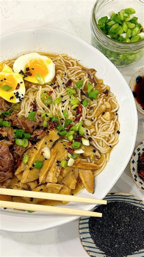 Morgan & Cole | Our Country Ish Life on Instagram: "Slow braised Venison, Moose, Beef, or Pork shanks make the most incredible healthy and delish homemade ramen 😮‍💨 If you hunt you need to try this! Comment “VENISON” for the recipe sent right to you, or find it on the blog 😍 #homemadefood #venison #dinnerideas #cookingrecipe #ramennoodles"