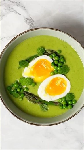 CREAMY ASPARAGUS SOUP with Soft-Boiled Egg & Mint #recipe #cooking