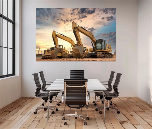 Excavator Canvas Wall Art Office Engineer Decor Construction Transportation Print - Etsy