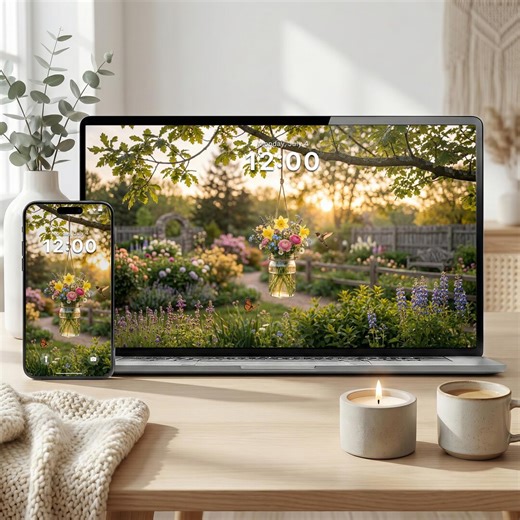 Spring Bloom Jar Wallpaper Bundle – Minimal Aesthetic Garden Backgrounds | Iphone, Android, Desktop, Tablet & TV | 4K All Devices Pack - Etsy